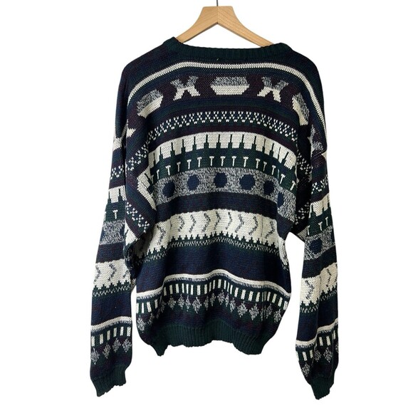 VINTAGE Todays News Sweater Unisex Adult Geometric Pattern Grandpa Fisherman XL - Picture 5 of 16